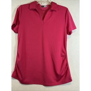 PGA Tour Airflux Solid Mesh Knit Womens Golf Polo Short Sleeve Shirt Medium Pink